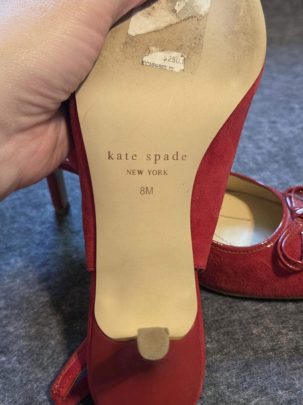kate spade Red Suede Slingback Heels with Bow Detail - Picture 8 of 8